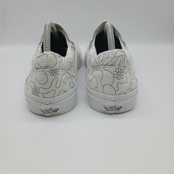 Vans Unisex Slip on U Paint Camo Daisy Skate Shoes White Black Size M10.5/W12.0 - Picture 4 of 11